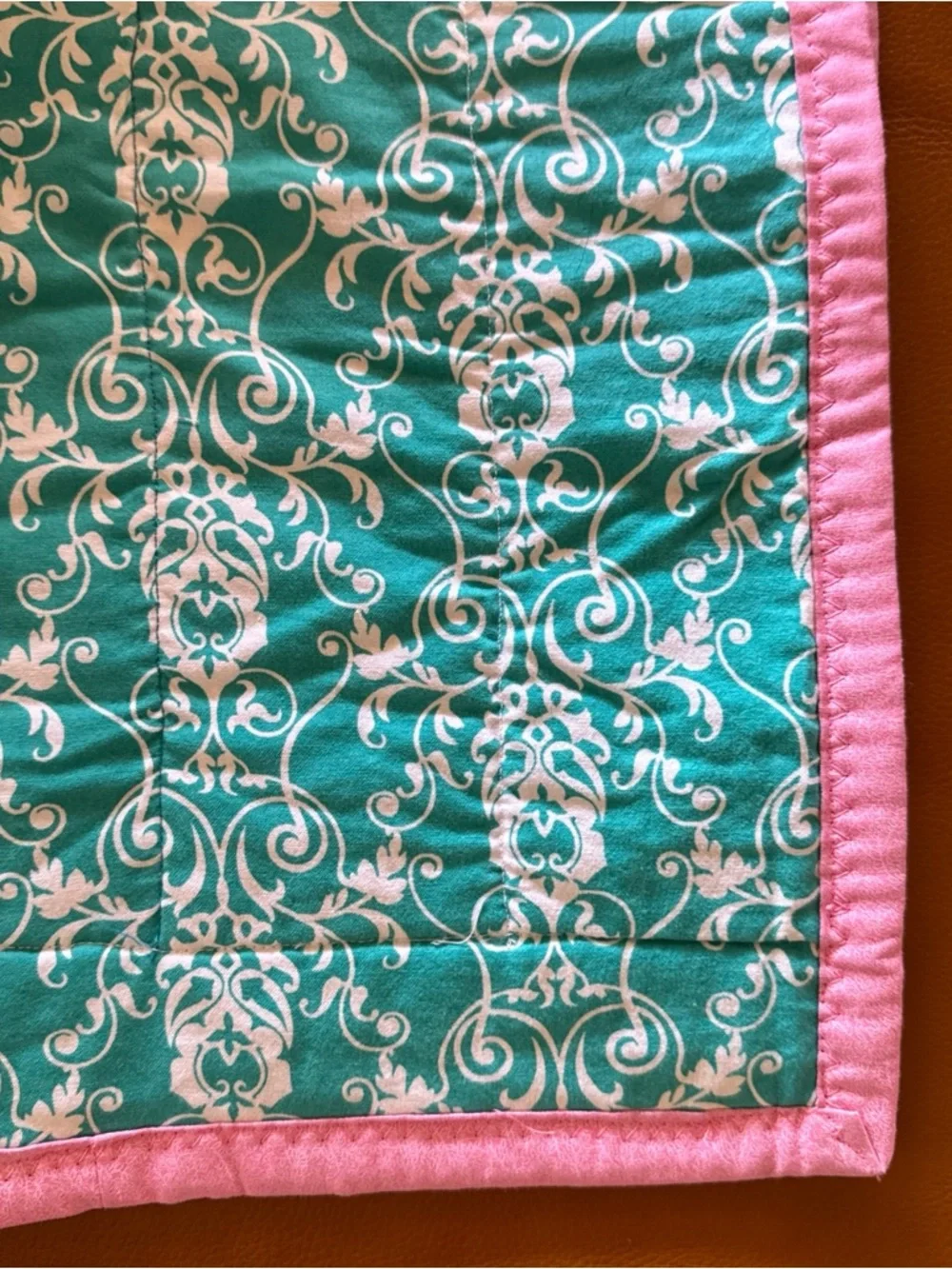 Handmade Patchwork Quilt Throw Multicolor Blue Pink Reversible Cotton Blanket